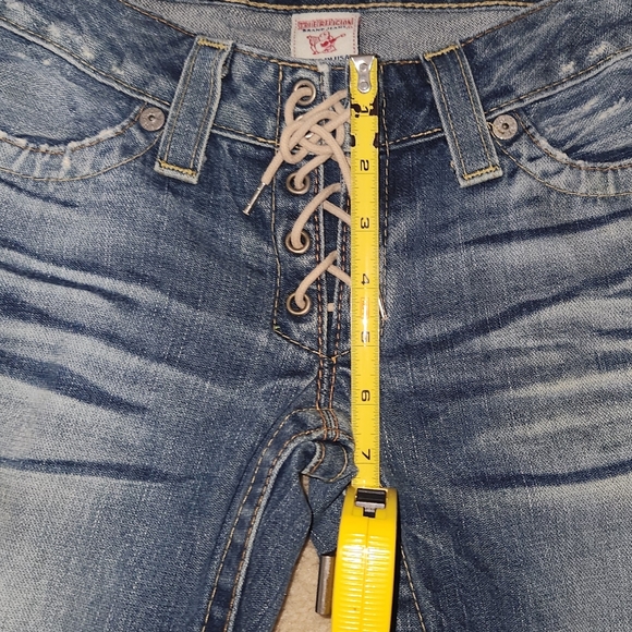 True Religion Lace-Up Cassidy Jean sz 26 x 35 long length Extrawide Leg Opening - Picture 12 of 12
